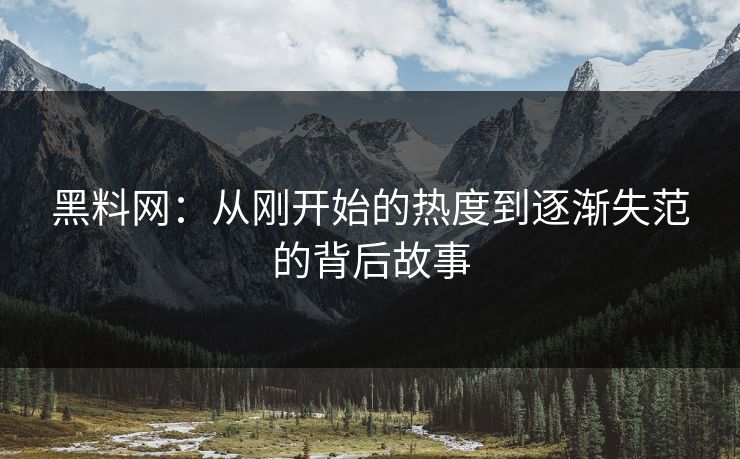 黑料网：从刚开始的热度到逐渐失范的背后故事