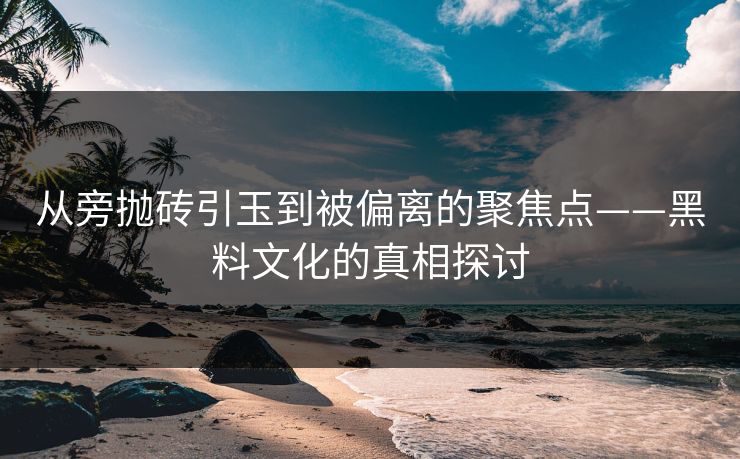 从旁抛砖引玉到被偏离的聚焦点——黑料文化的真相探讨