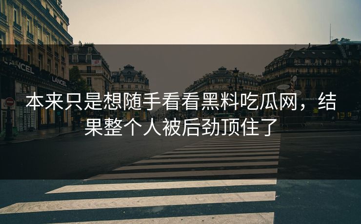 本来只是想随手看看黑料吃瓜网，结果整个人被后劲顶住了