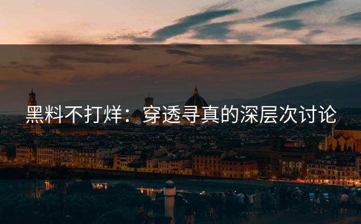 黑料不打烊：穿透寻真的深层次讨论
