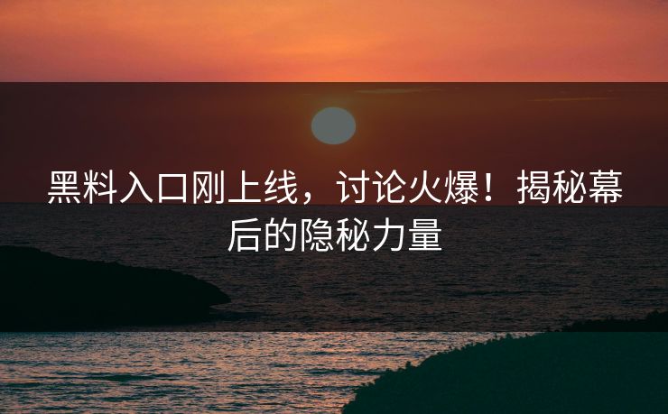 黑料入口刚上线，讨论火爆！揭秘幕后的隐秘力量