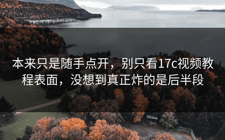 本来只是随手点开，别只看17c视频教程表面，没想到真正炸的是后半段
