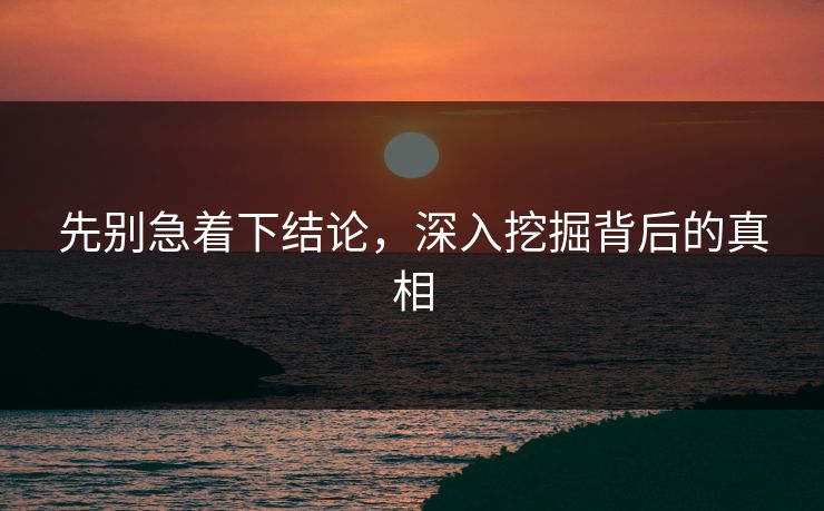 先别急着下结论,深入挖掘背后的真相 先别急着下结论,深入挖掘背后的真相